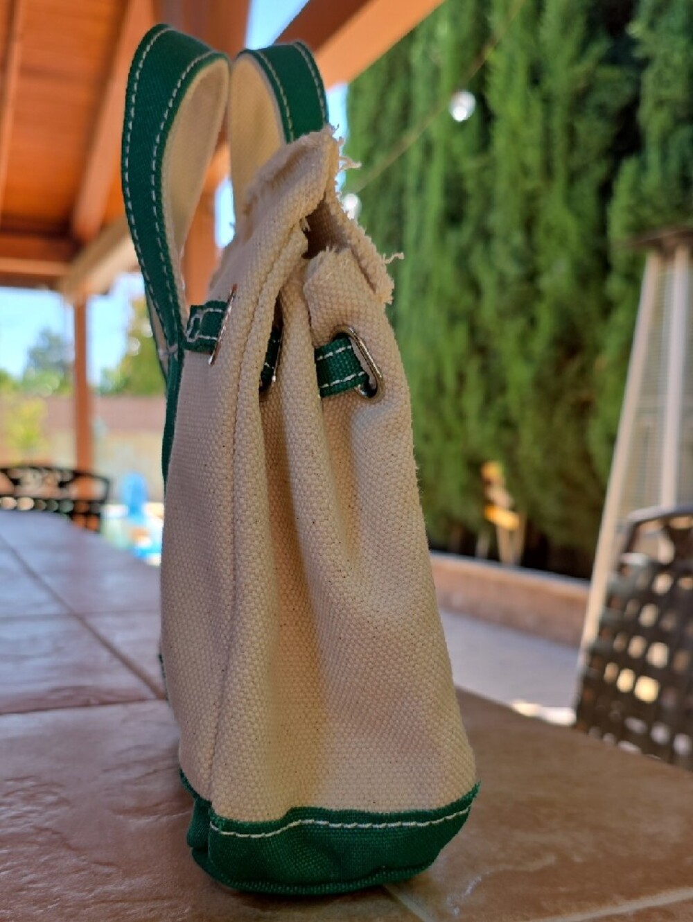 Small Canvas Boatkin Tote Bag with Green Trim - Picture 3 of 7